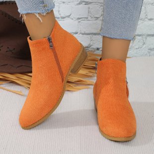 Damen elegante Kurzstiefel in Wildlederoptik mit seitlichem Zipper und dekorativer Quaste Drune