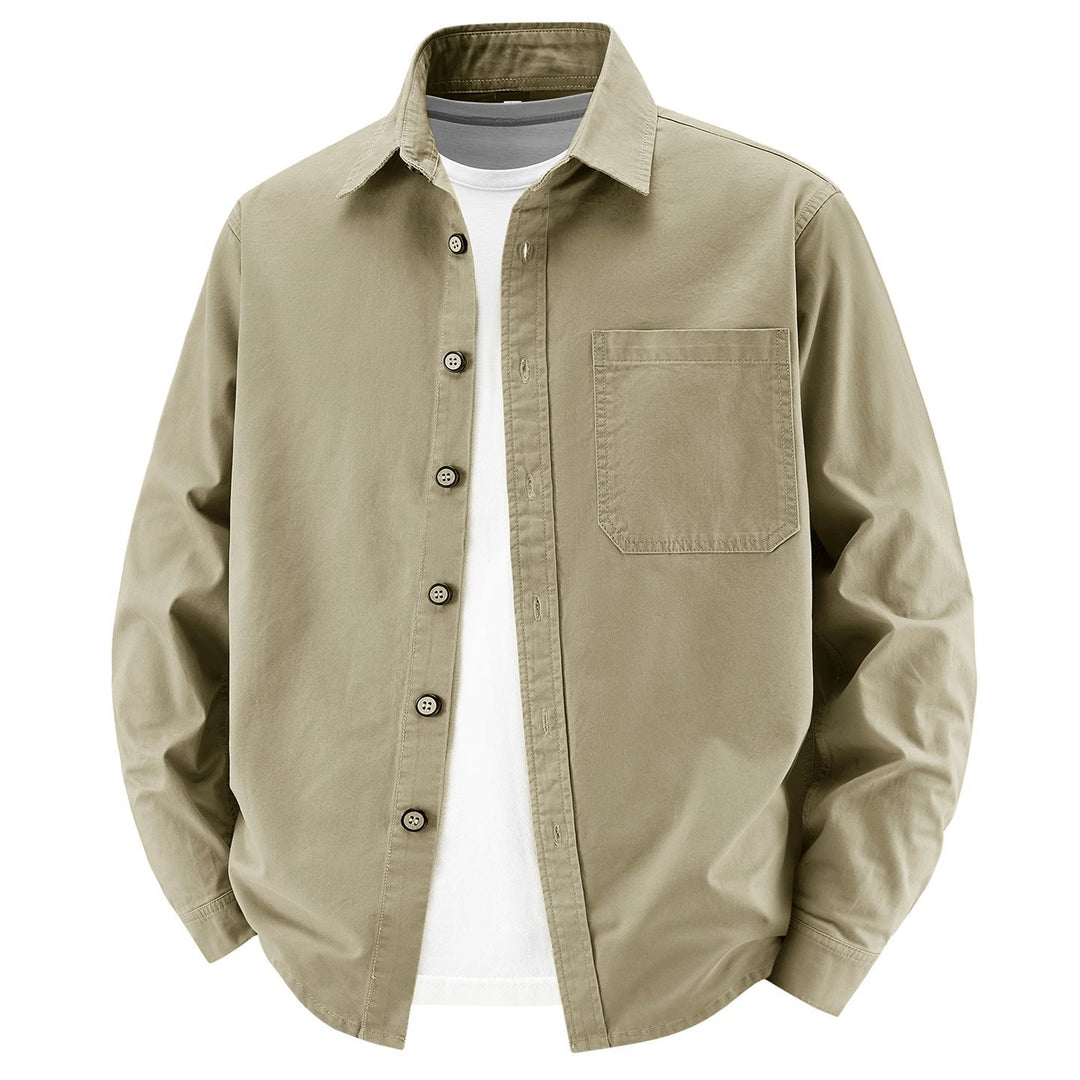 Herren lockere Overshirt-Jacke aus Baumwollmix mit Brusttasche und durchgehender Knopfleiste Drune