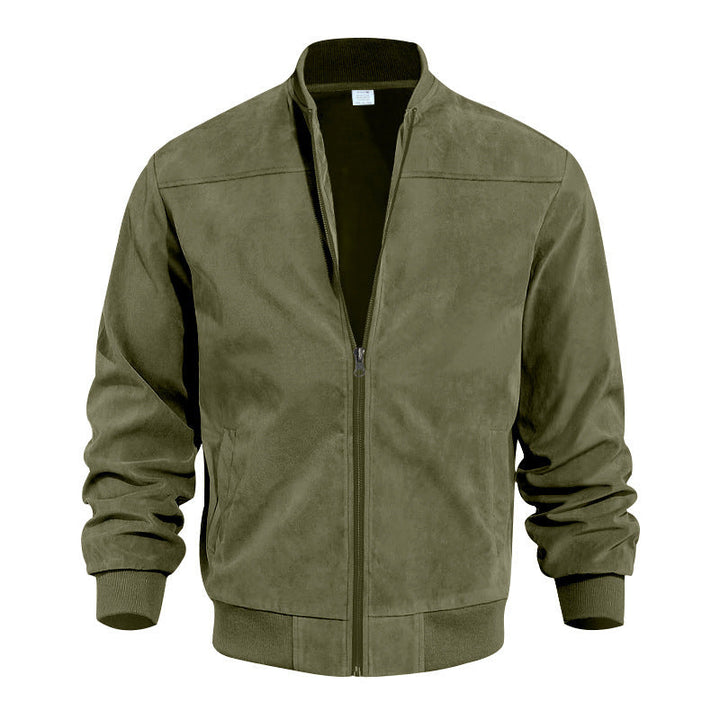 Herren hochwertige Wildlederjacke im sportlichen Bomberstil mit elastischen Bündchen Drune