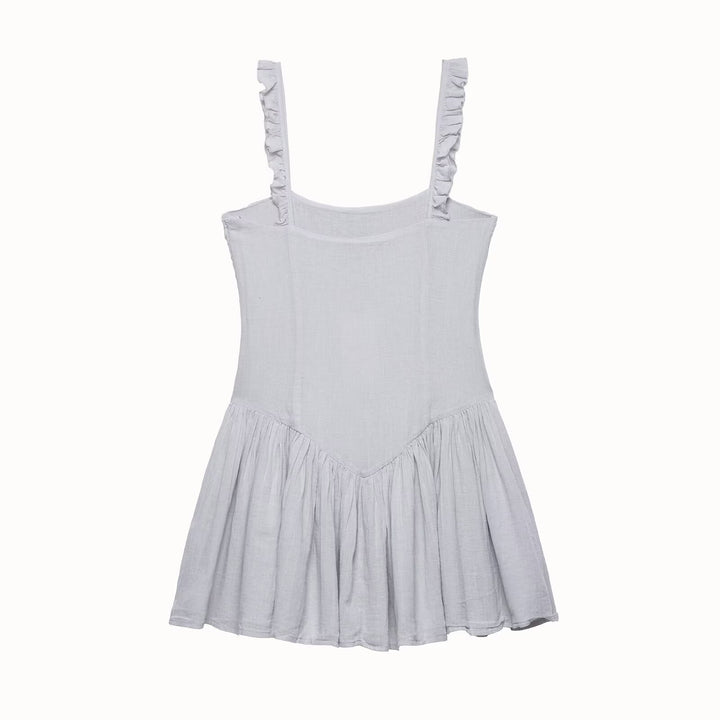 Damen luftiges Babydoll-Kleid mit Rüschendetails und elastischer Taillierung Drune