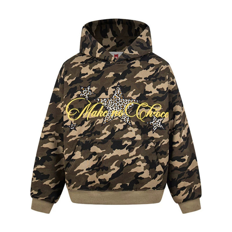 Damen Oversize Kapuzenpullover mit Kängurutasche und Leo‑Stern‑Print Drune