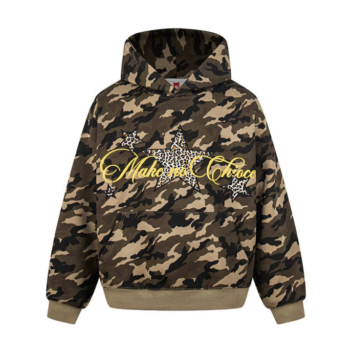 Damen Oversize Kapuzenpullover mit Kängurutasche und Leo‑Stern‑Print Drune