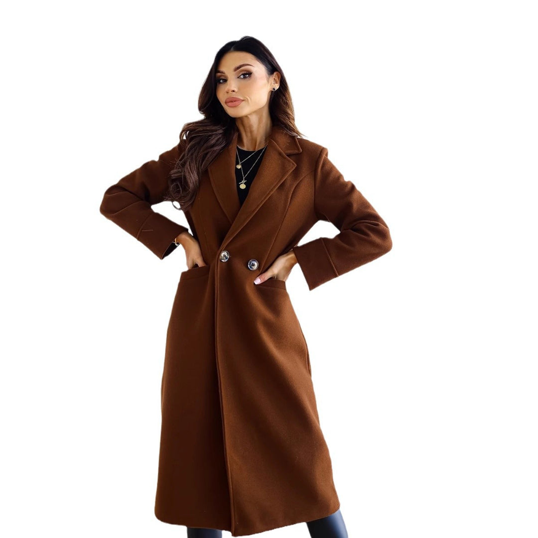 Damen Eleganter Wollmantel mit klassischem Revers und zeitlosem Design Drune
