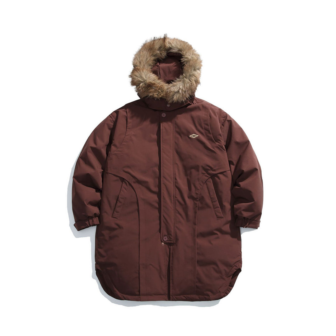 Herren Gefütterter Winterparka mit abnehmbarer Kunstfellkapuze Drune