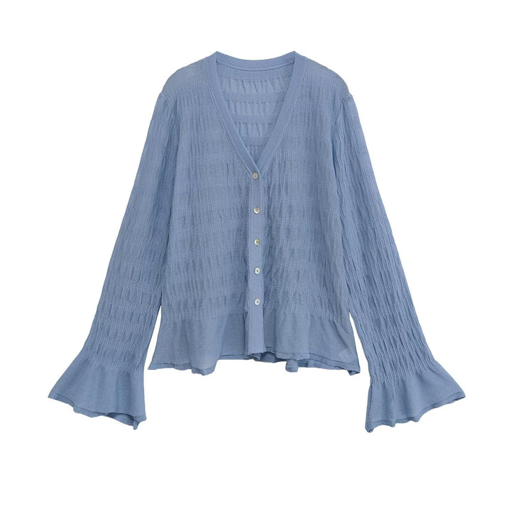 Damen elegante Strickjacke mit voluminösen Ärmeln Drune