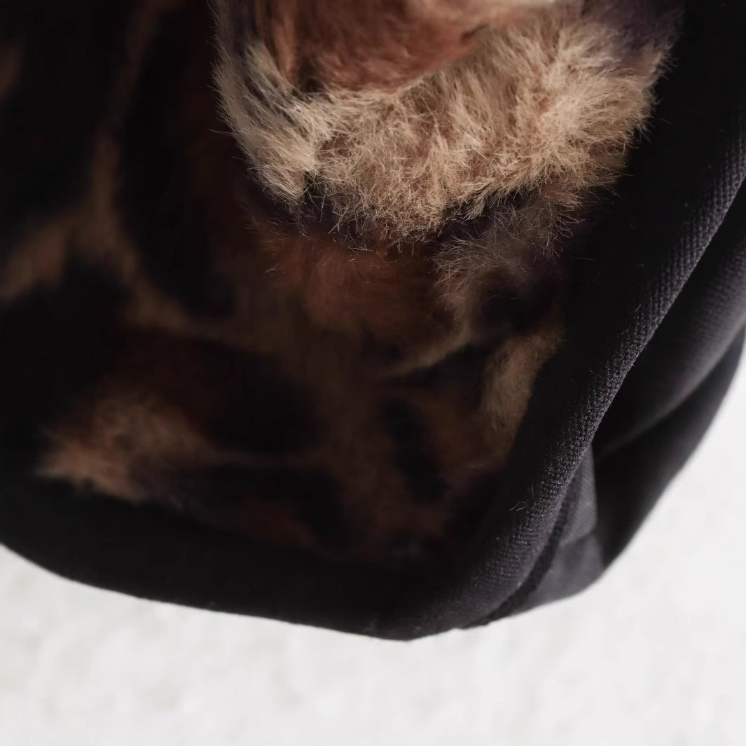 Damen Kurze Boxy-Jacke mit gefüttertem Kunstfellkragen und elastischem Saum Drune