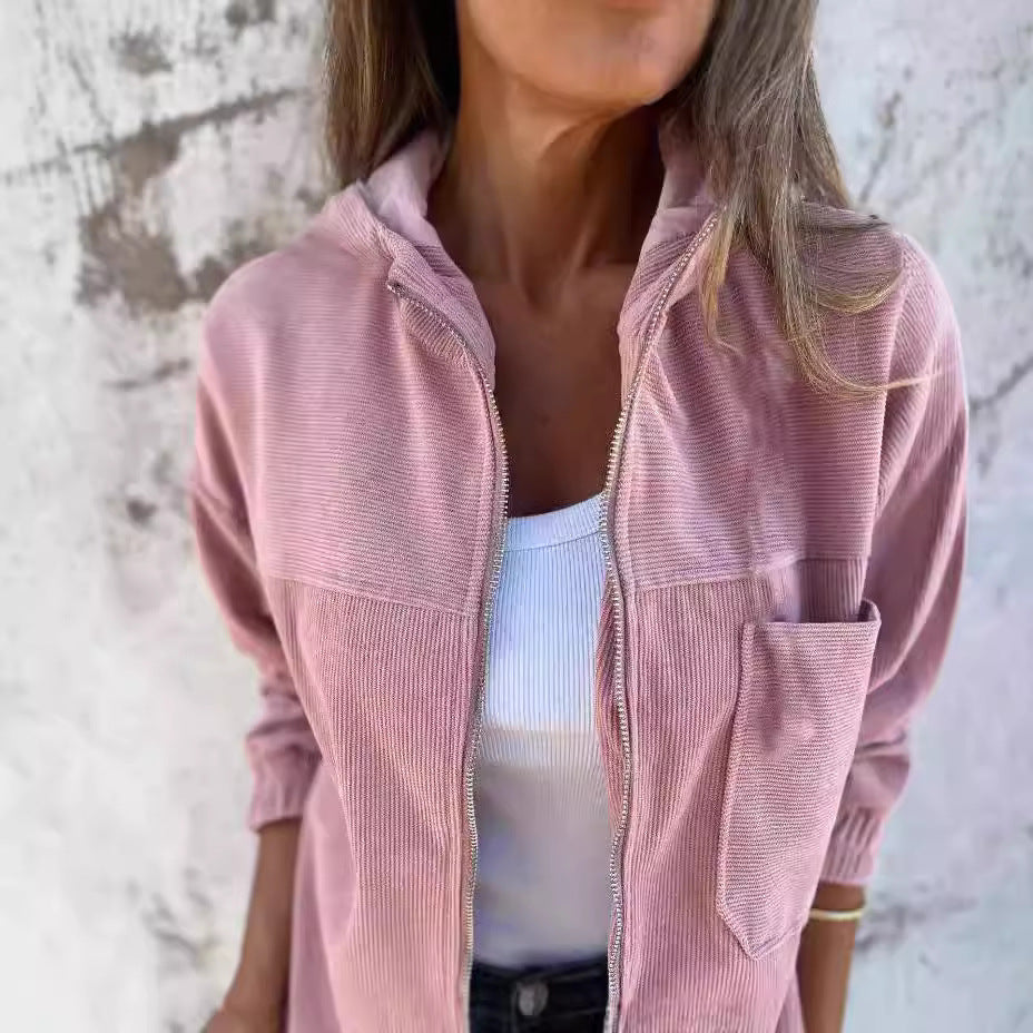Drune | Minimalistische Cordhosen Hoodie Jacke