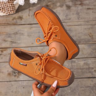 Damen Canvas-Mokassin-Slipper mit Schnürung und gepolsterter Komfortsohle Drune