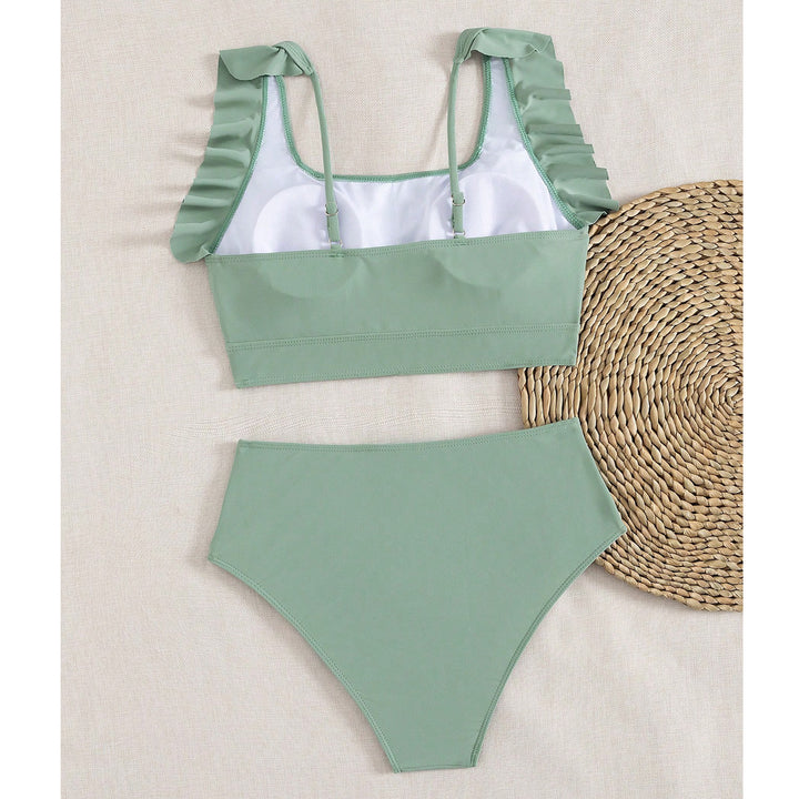 Damen Hochtaillierter Bikini mit Rüschendetails Drune