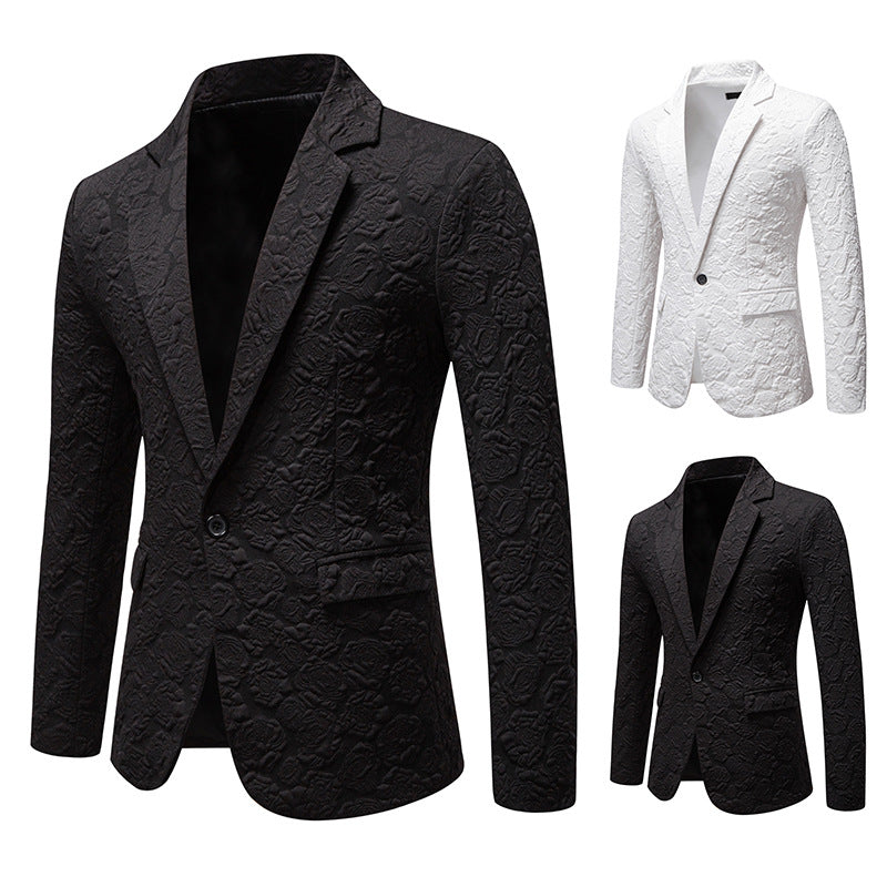 Herren nan strukturiertes Business-Sakko mit floraler Jacquardstruktur und Slim-Fit Drune