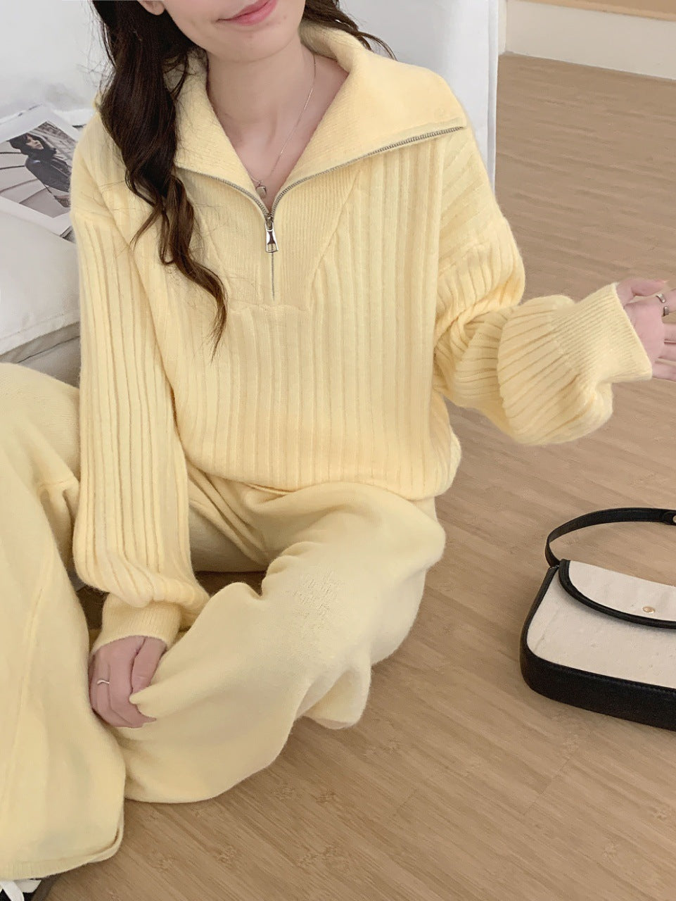 Damen Modischer Pullover mit Reißverschluss Drune
