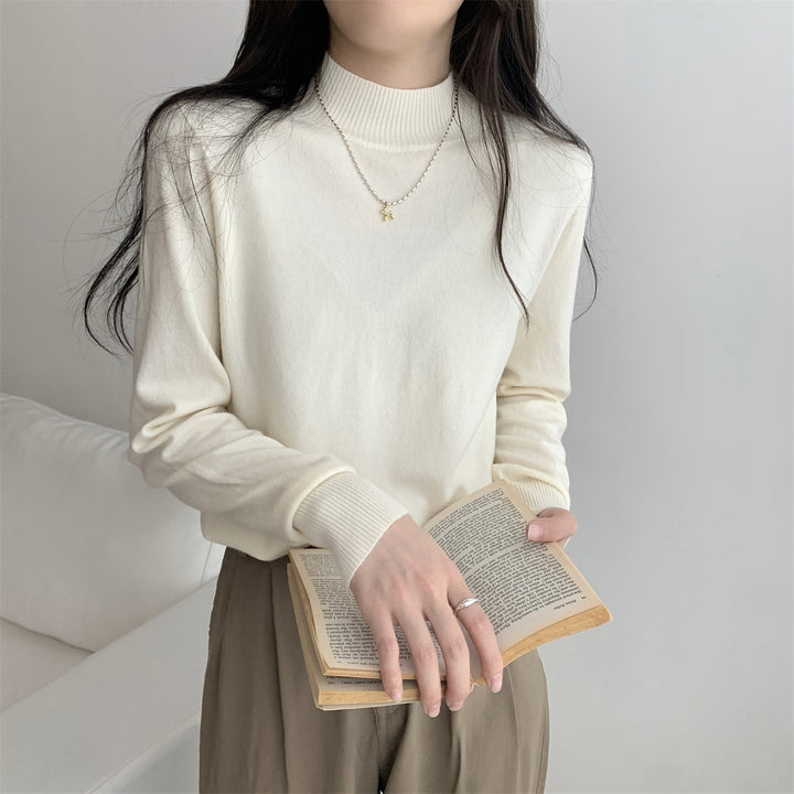 Damen Eleganter Rollkragenpullover aus hochwertigem Strickmaterial Drune