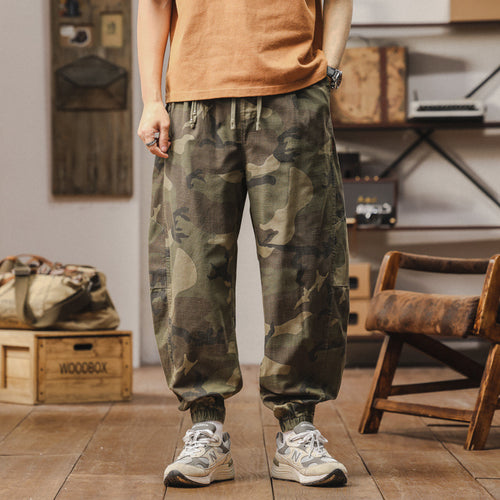 Herren Camouflage Cargohose im Jogger‑Stil mit Tunnelzugbund und elastischen Bündchen Drune