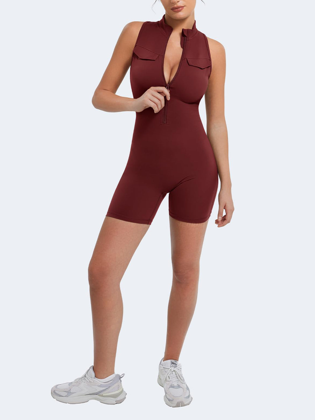 Damen Funktionaler Jumpsuit mit Stehkragen und Taschen Drune