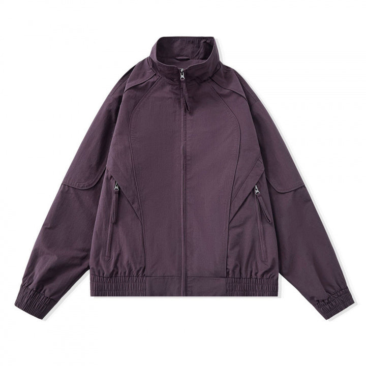 [Unisex] Leichte Boxy-Übergangsjacke mit Stehkragen, Raglanärmeln und Reißverschlusstaschen Drune