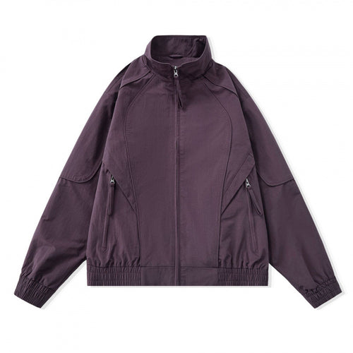 [Unisex] Leichte Boxy-Übergangsjacke mit Stehkragen, Raglanärmeln und Reißverschlusstaschen Drune