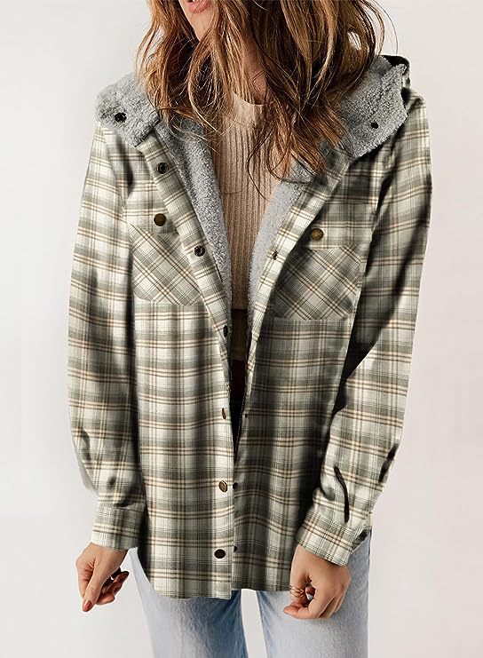 Damen Flanelljacke mit gefütterter Kapuze Drune