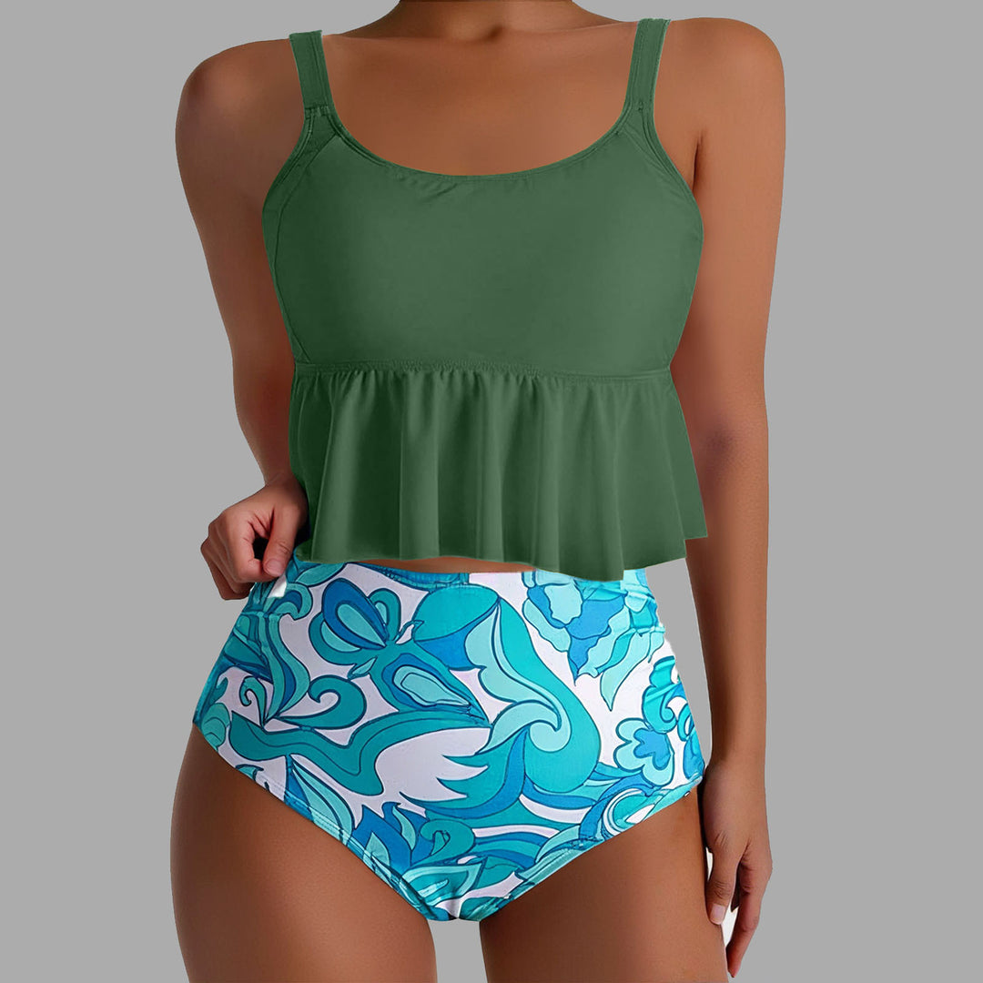 Damen Tankini-Set mit floralen Akzenten und Rüschen Drune