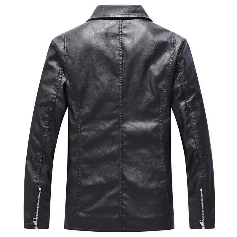 Herren Slim‑Fit Kunstleder‑Motorradblouson mit asymmetrischer Reißverschluss‑Front Drune