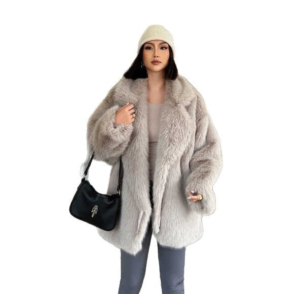 Damen Kurzflausch‑Mantel mit Oversize‑Silhouette, voluminösem Schalkragen und mittlerer Länge Drune