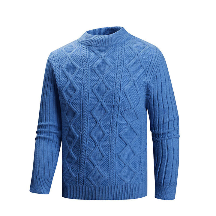 Herren Kabelstrick-Mockneck-Pullover aus feinem Wollmix mit Zopfmuster Drune