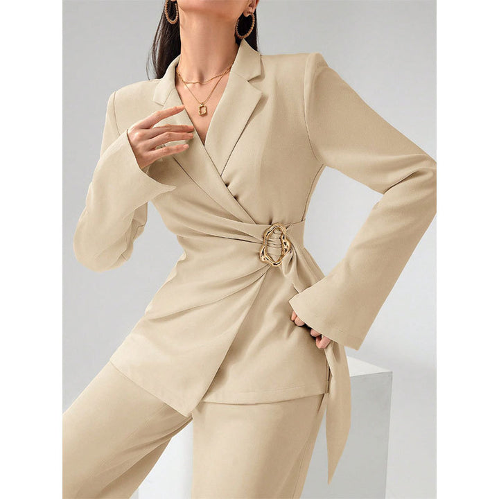Damen Elegantes Blazer-Kostüm mit Taillengürtel Drune