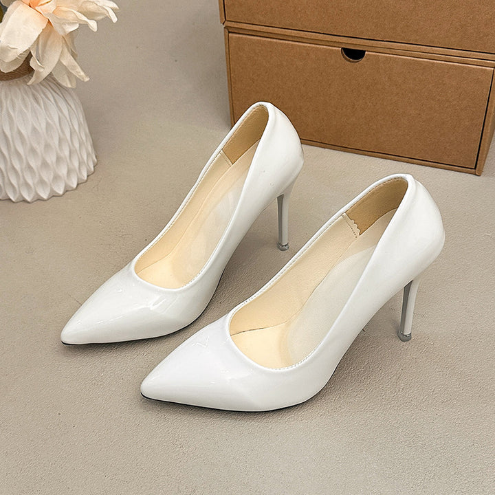 Damen Elegante Lackpumps mit spitz zulaufender Zehenpartie, gepolsterter Komfortsohle und schlankem Stiletto Drune