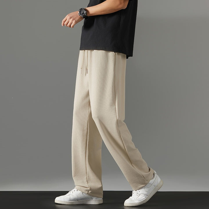 Herren weite Relaxed-Jogginghose aus French-Terry mit Kordelzug, elastischem Bund & geradem Bein Drune