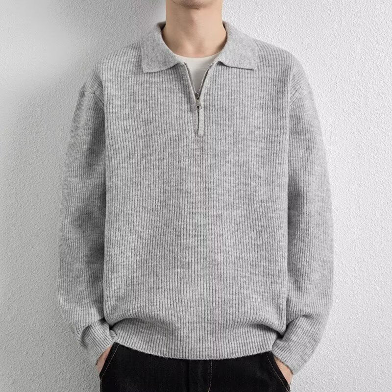 Herren Gemusterter Strickpullover mit Stehkragen Drune