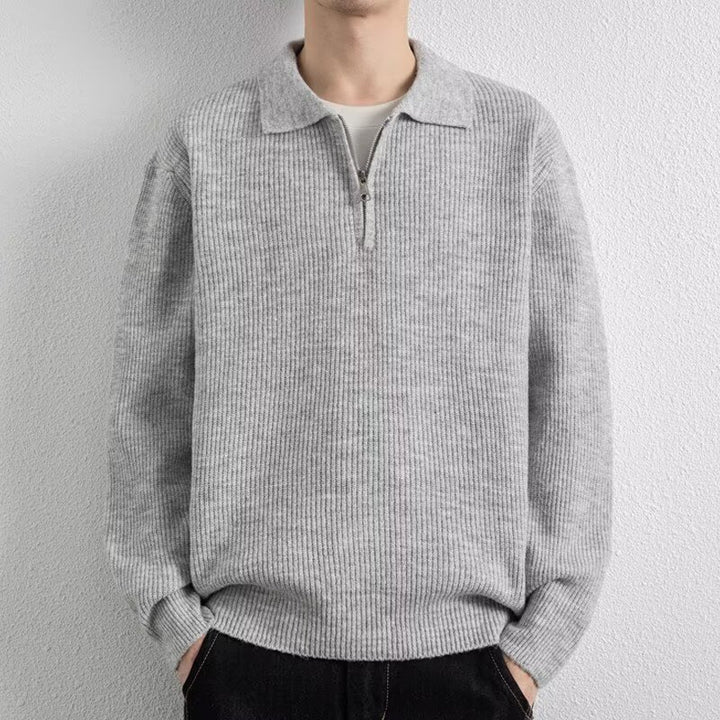 Herren Gemusterter Strickpullover mit Stehkragen Drune