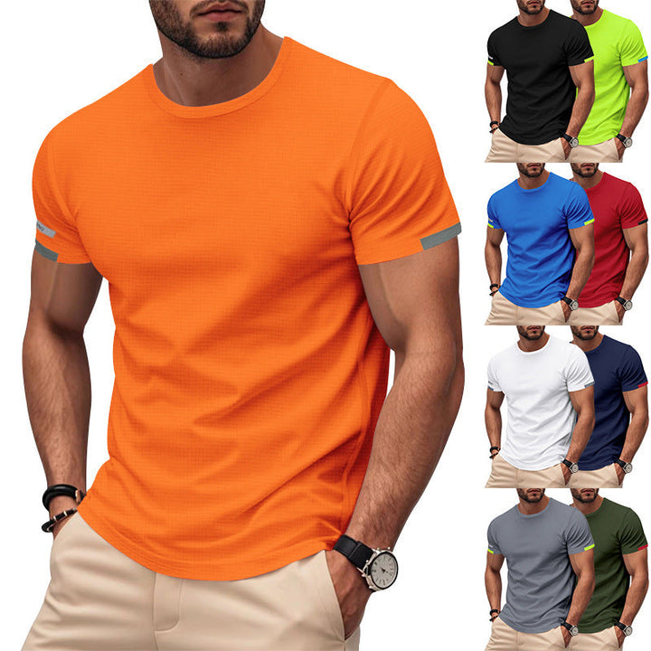 Herren nan athletisches Kurzarm Baumwolljersey T-Shirt mit Rundhalsausschnitt und reflektierenden Ärmeldetails Drune