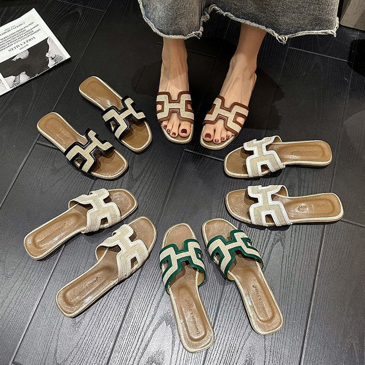Damen Modische Slipper mit raffinierter Riemenkonstruktion Drune