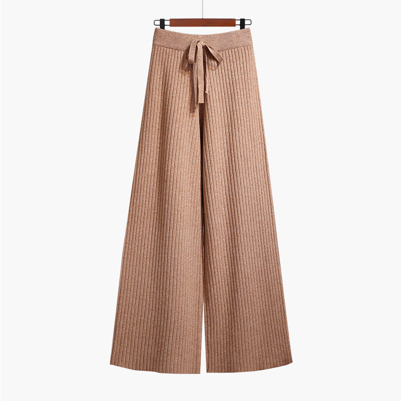 Damen Weit geschnittene Rippstrickhose mit Kordelzug Drune
