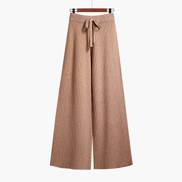Damen Weit geschnittene Rippstrickhose mit Kordelzug Drune