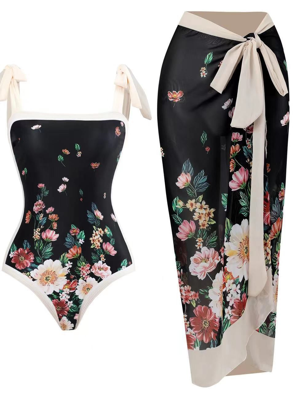 Damen Einteiler Badeanzug mit asymmetrischem Schnitt und eleganter Palazzo-Hose Drune