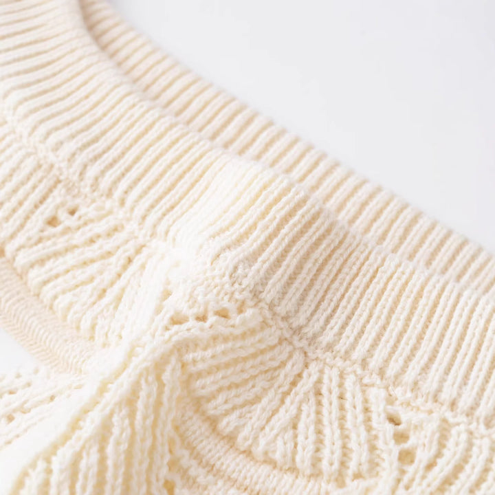 Damen Gestricktes Cropped-Feinstrickoberteil mit Lochmuster und U-Boot-Ausschnitt Drune