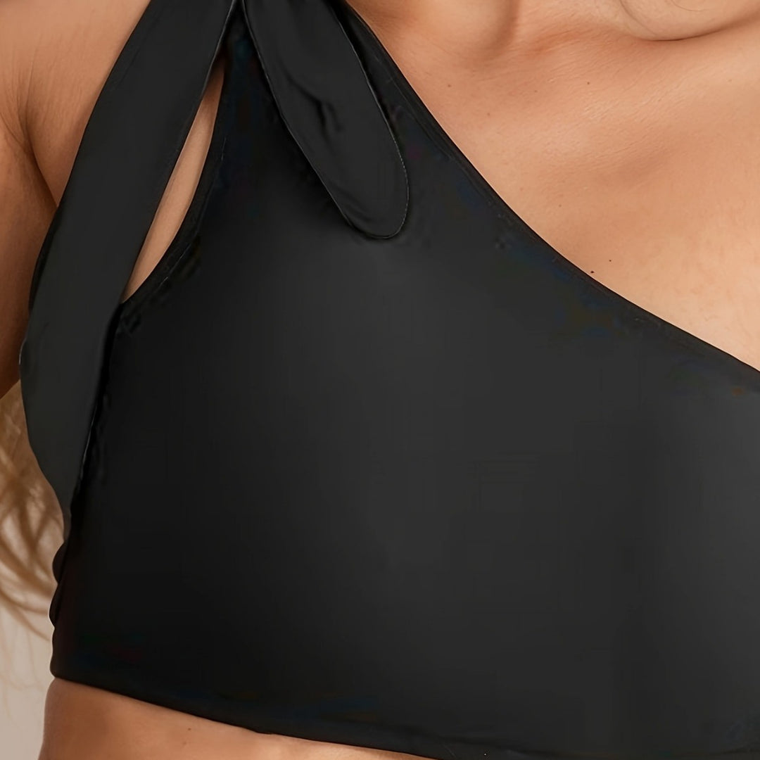 Damen Hochtailliertes Bikini-Set mit asymmetrischem Oberteil Drune
