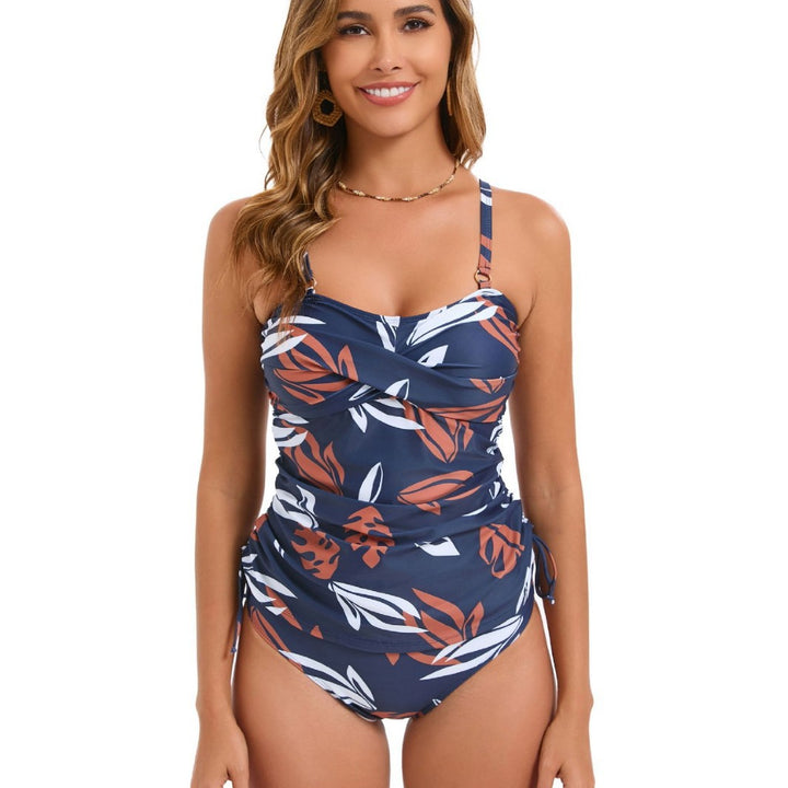 Damen Einteiler Badeanzug mit Raffung und floralem Druck Drune