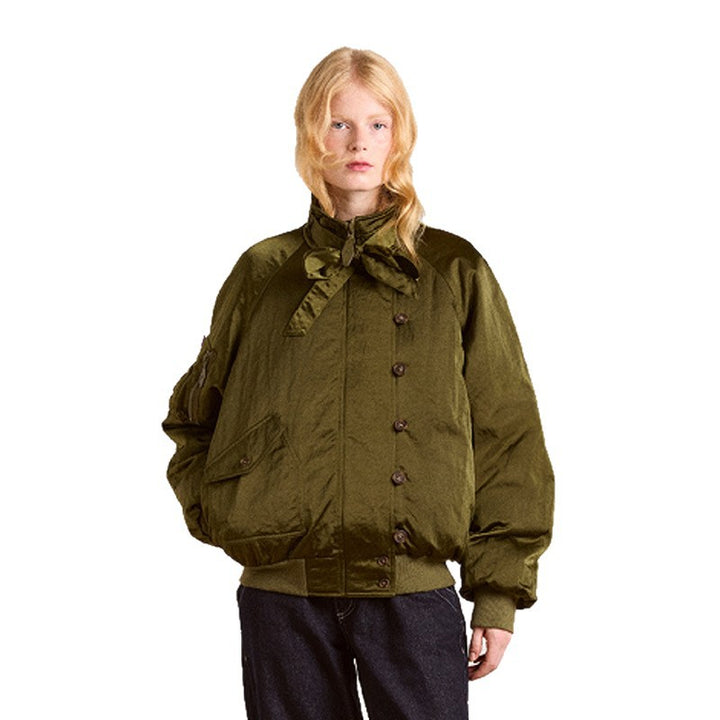 Damen Urbane Bomberjacke mit eleganten Details und hohem Kragen Drune