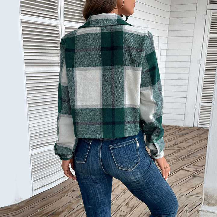 Damen Modische Karierte Jacke Drune