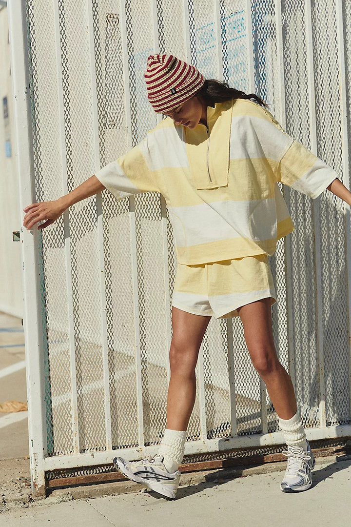 Damen modisches Sportset mit kurzem Hoodie und lässigen Shorts Drune
