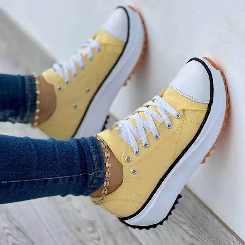 Damen nan Plateau-Canvas-Sneaker mit profilierter Gummilaufsohle und verstärkter Zehenkappe Drune