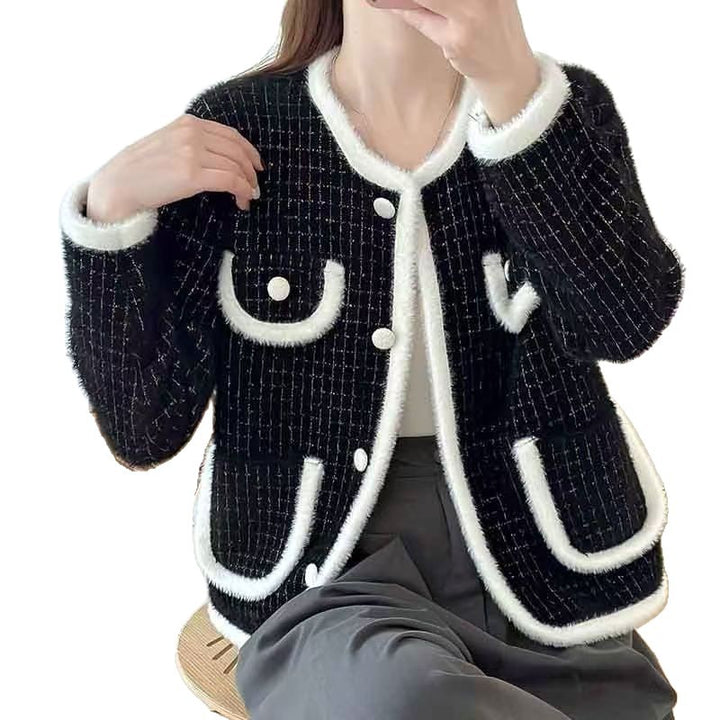 Damen Weicher Bouclé-Cardigan mit Taschen Drune