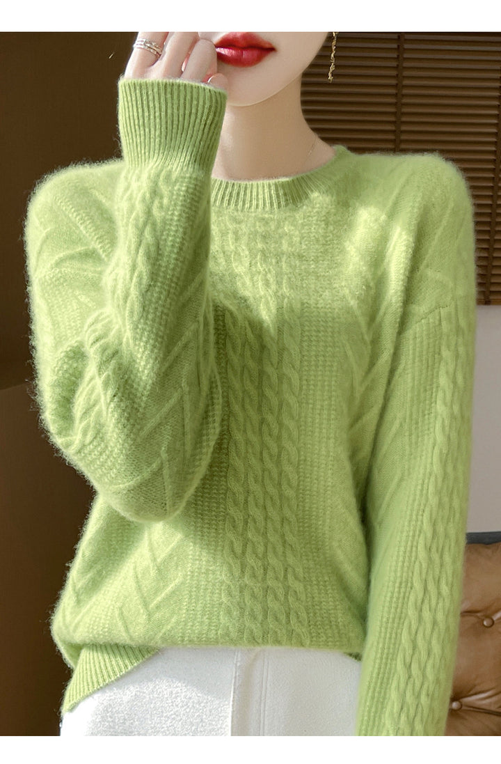 Damen Kurzpullover mit Zopfmuster, Rundhals und kaschmirähnlicher Weichheit Drune