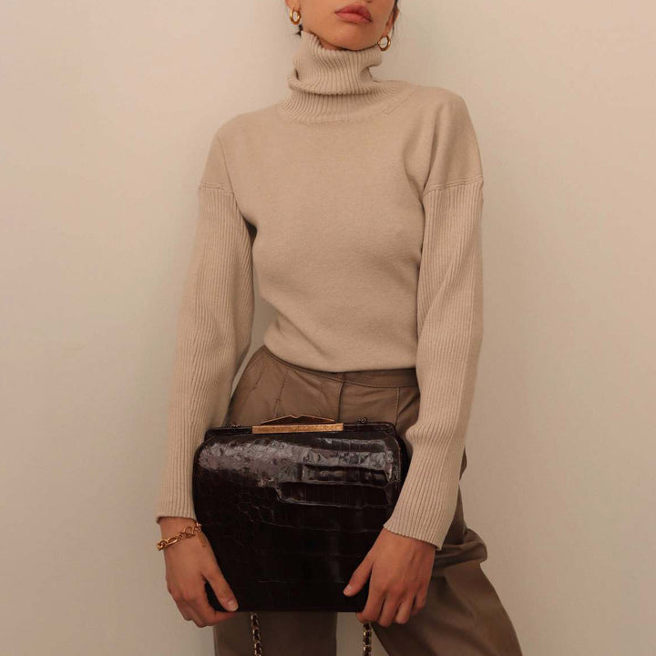 Damen Modischer Strickpullover mit Wickeldetail Drune