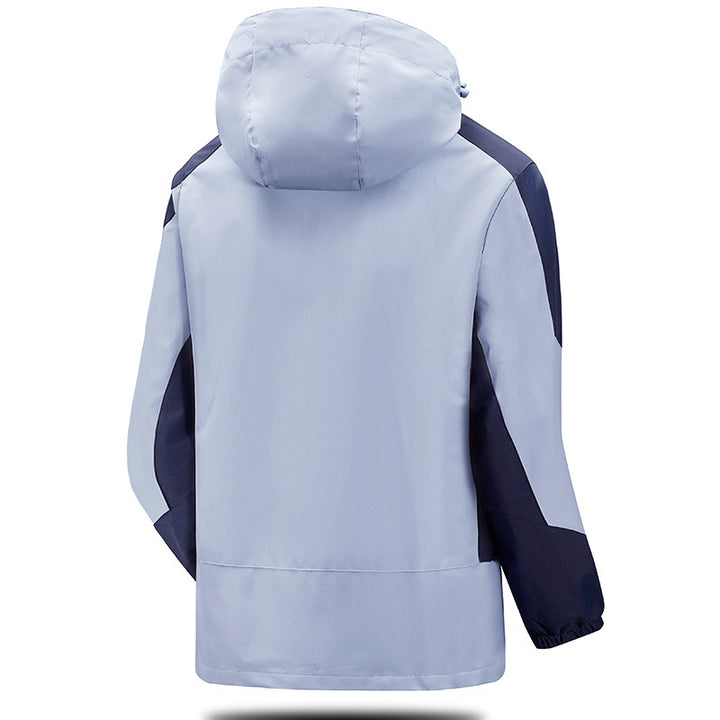 Herren Wind- und Wasserabweisende Trekkingjacke mit verstellbarer Kapuze und Brustreißverschluss Drune