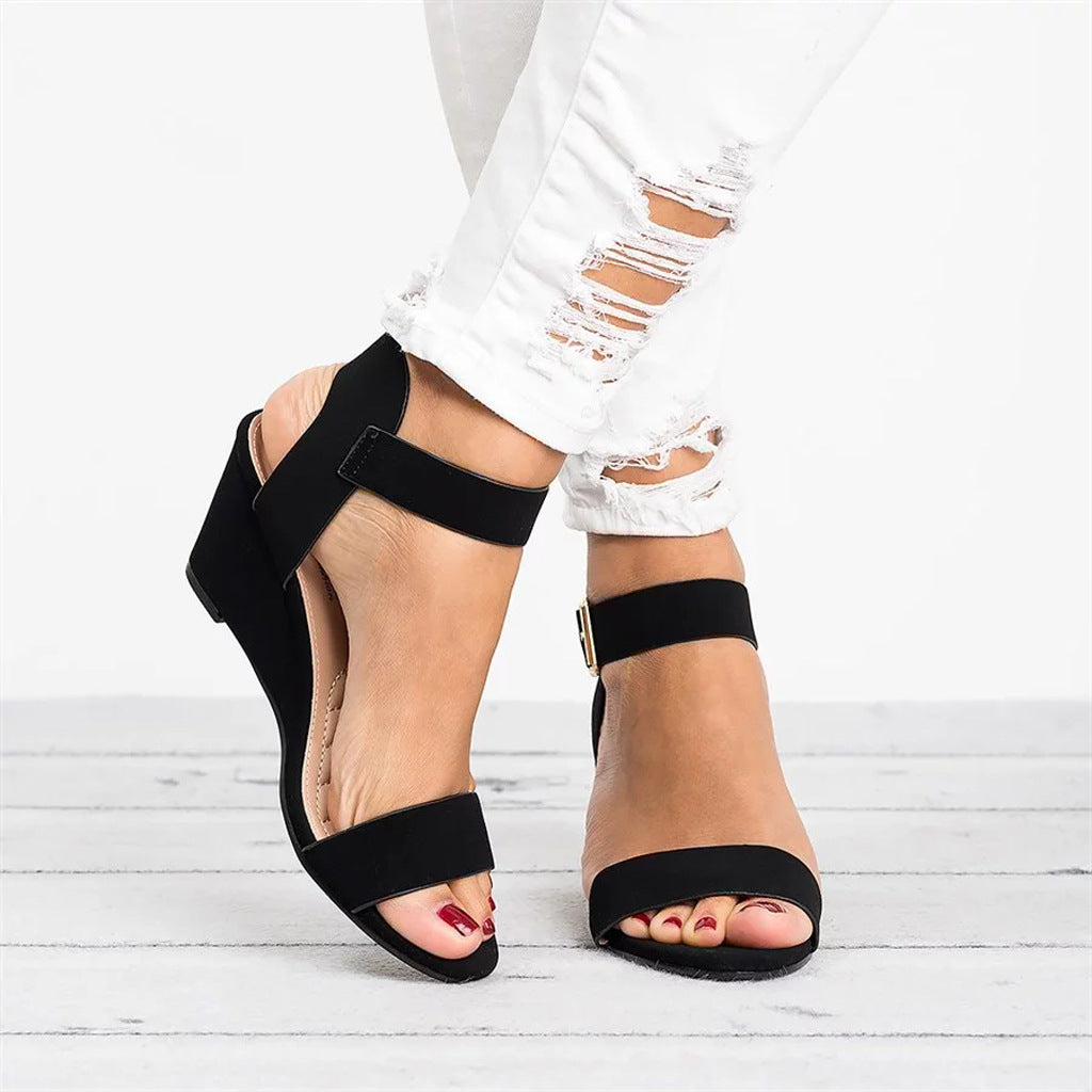 Damen Wedge-Sandalen mit verstellbarem Riemen und rutschfester Sohle Drune