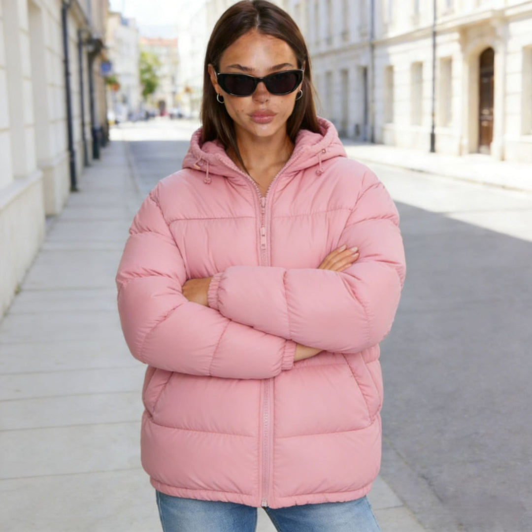 Damen Wattierte Steppjacke mit Kapuze und Taillenkontur Drune