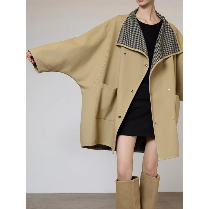 Damen Oversized Übergangsjacke mit kontrastierendem Kragen Drune