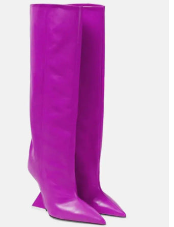 Damen kniehohe Stiletto-Stiefel mit skulpturellem Design Drune